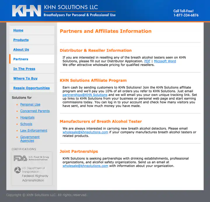 KHN Solutions Website Design - Partners Page