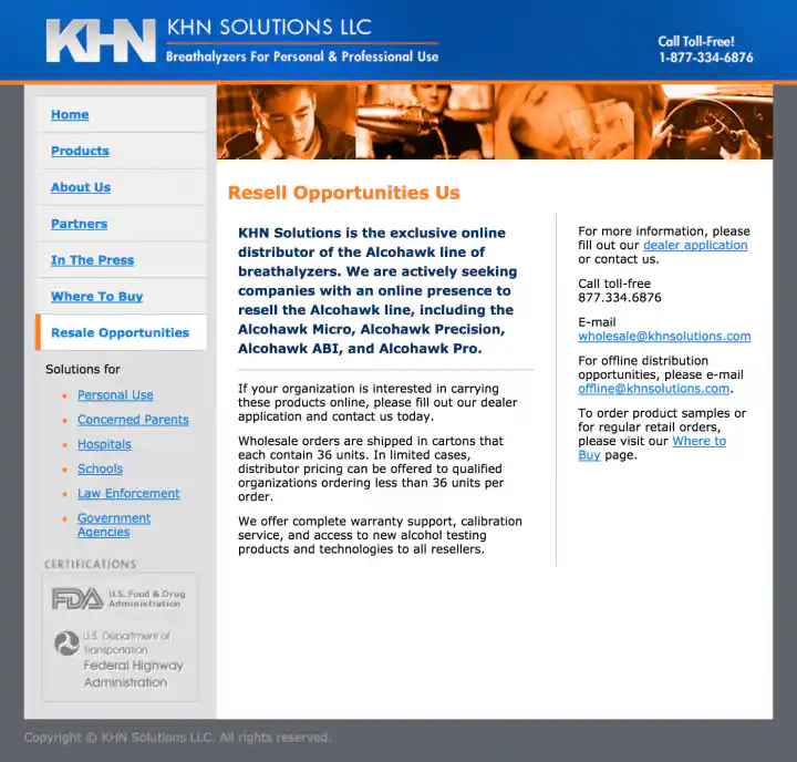KHN Solutions Website Design - Resale Opportunities Page