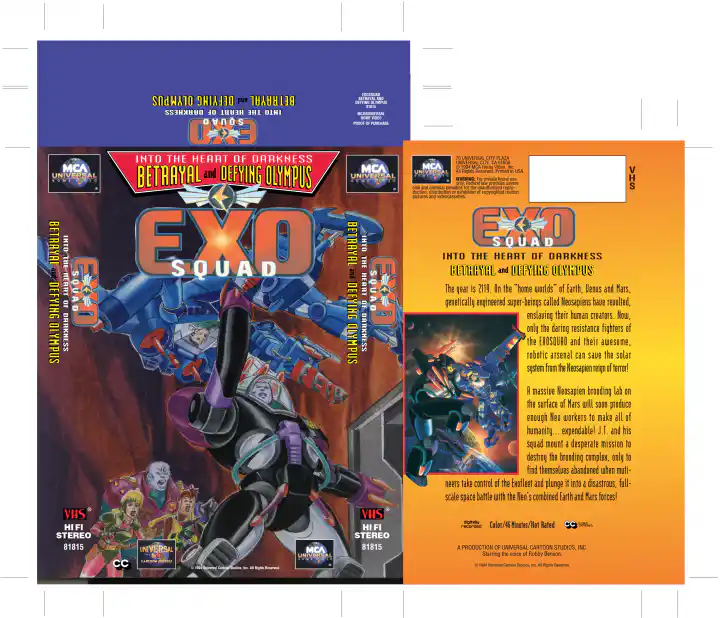 MCA Universal Cartoon Studios VHS Jacket for Exosquad: Betrayal and Defying Olympus 81815