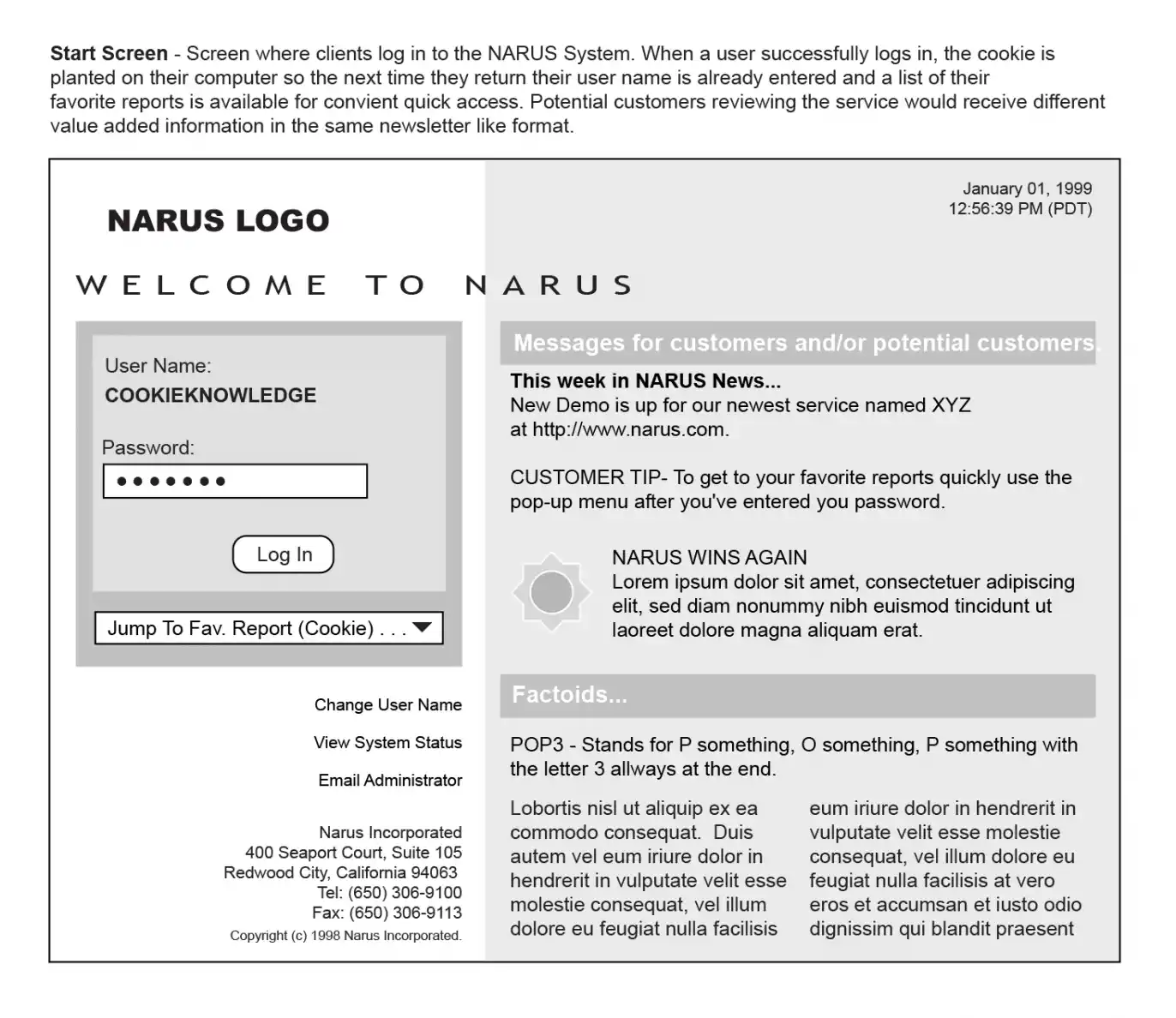 Narus Intelligence Welcome Login Portal