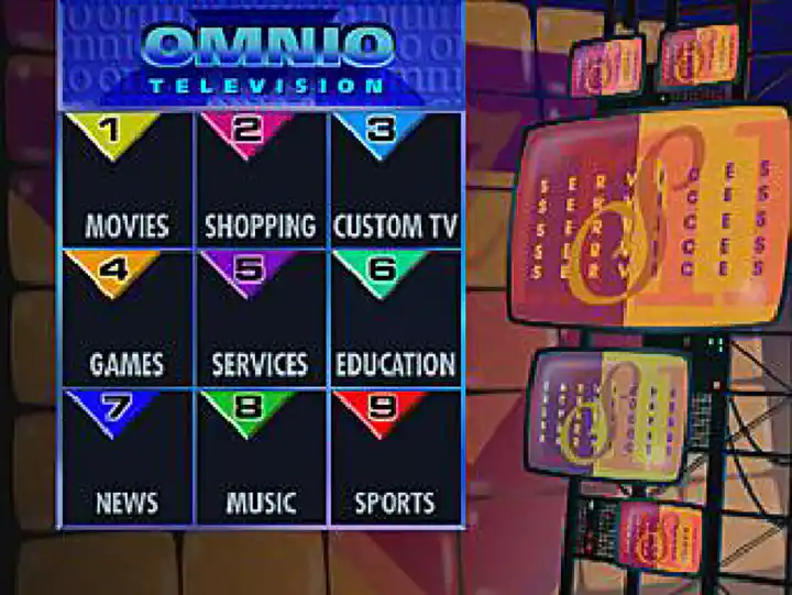 Omnio Full Service Network Interactive Television Main Screen