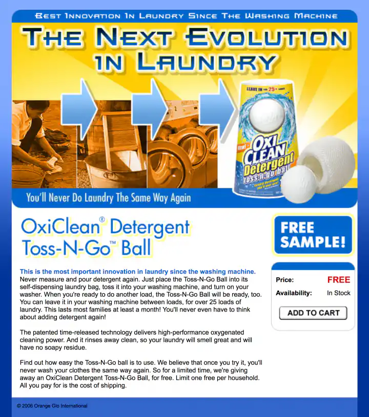 OxiClean Detergent Toss-N-Go Ball The Next Evolution In Laundry Campaign Landing Page