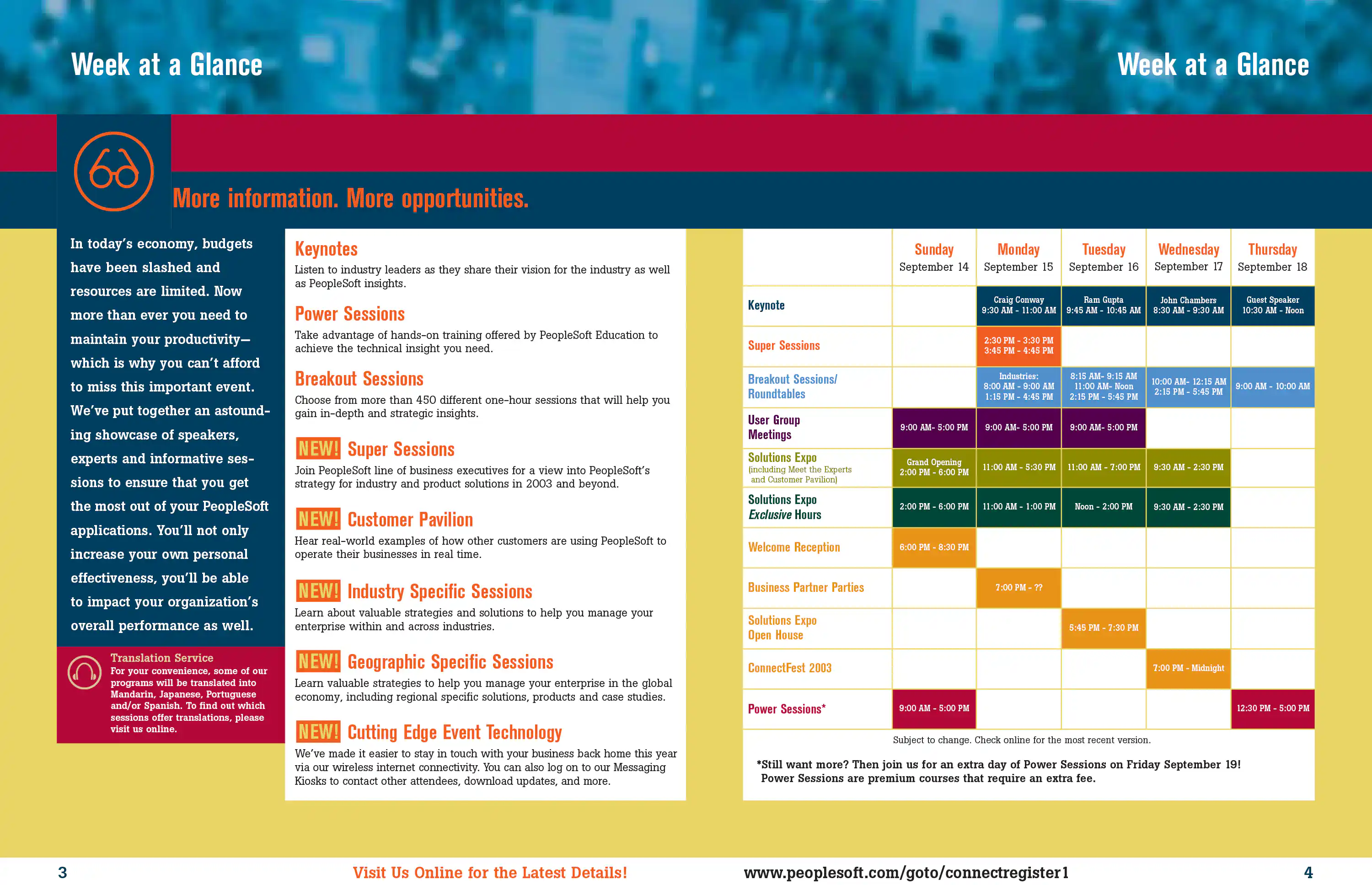 PeopleSoft Connect Conference Event Guidebook: Page Spread Design 02