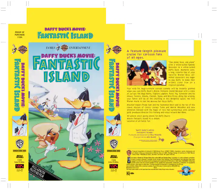 Warner Home Video Looney Tunes Daffy Duck’s Movie Fantastic Island VHS Jacket 11324