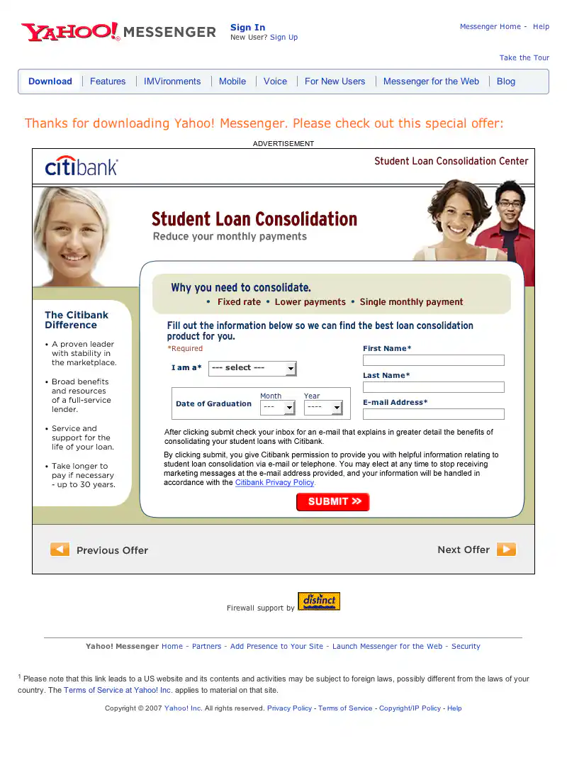 Citibank form ad mockup