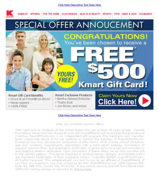 Adteractive “Special Offer Announcement - Free $500 Kmart Gift Card” Campaign