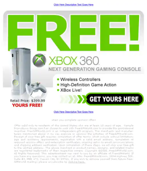Adteractive “FREE! XBox 360 Next Generation Gaming Console” Campaign