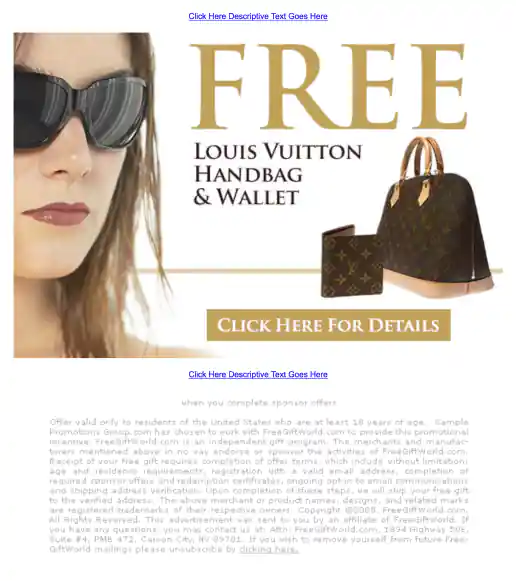 Adteractive “Free Louis Vuitton Handbag and Wallet!” Campaign