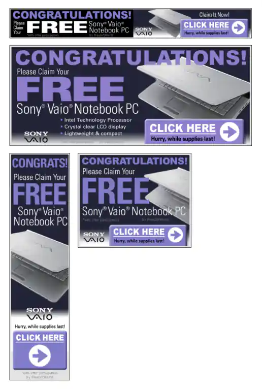 Adteractive “Please Claim Your Free Sony Vaio Notebook PC!” Campaign