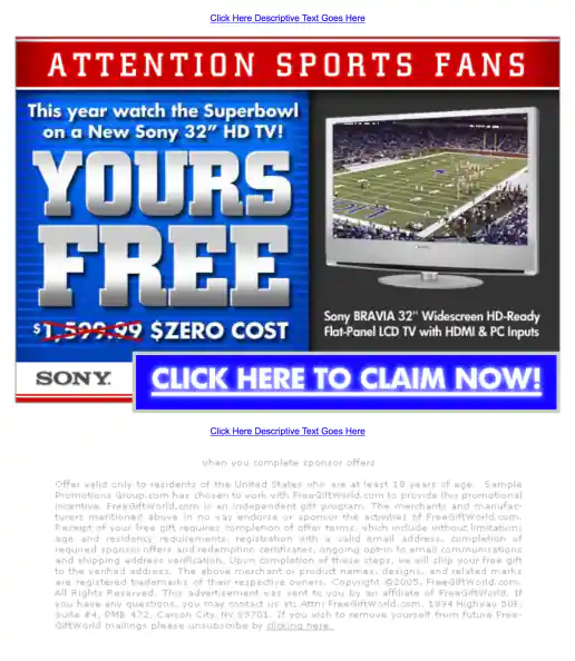 Adteractive “Free Sony Bravia 32 Inch HDTV” Campaign