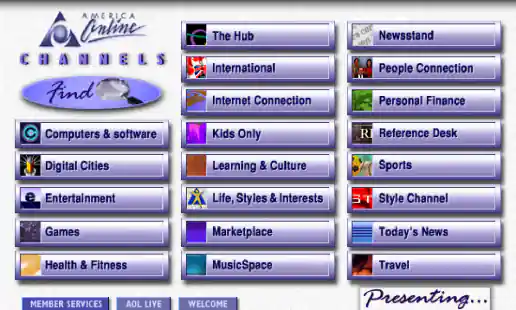 AOL Channels Screen