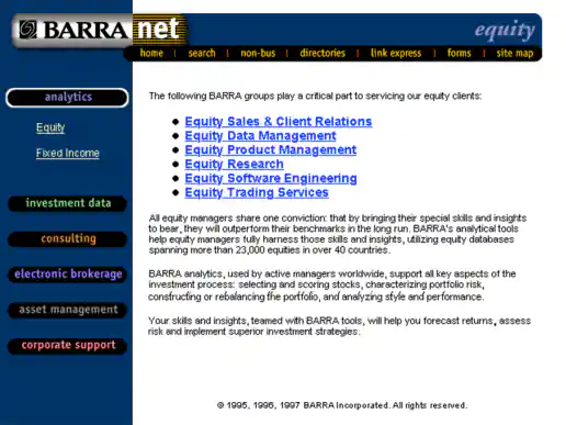 BARRA Net Analytics Sub Page project image