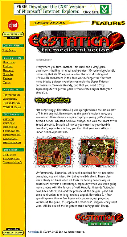 CNET GameCenter Ecstatica 2 Article Graphics project image