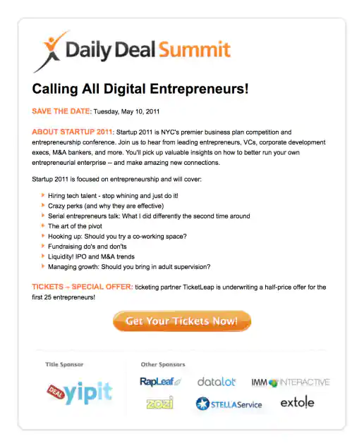 Daily Deal Summit “Save The Date” Email