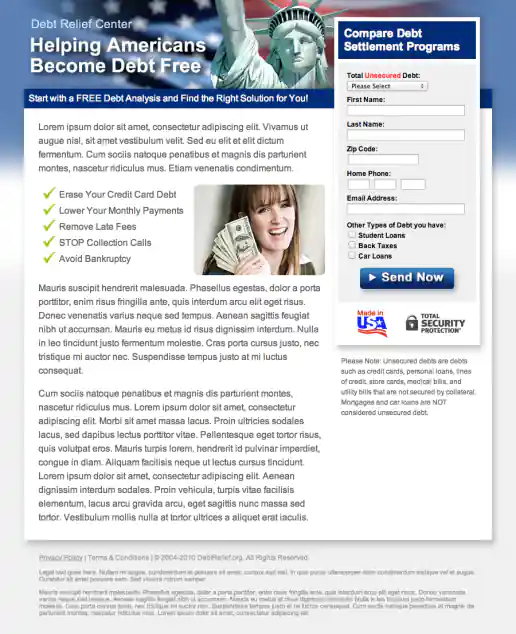 DebtRelief.org Landing Page