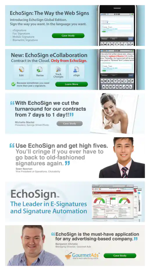 EchoSign Homepage Billboard Image Design Examples