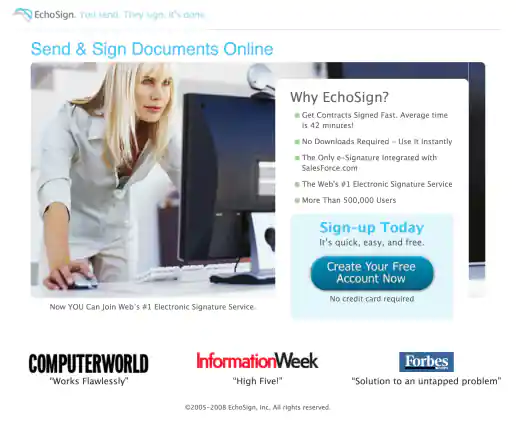 EchoSign Click-Through Landing Pages