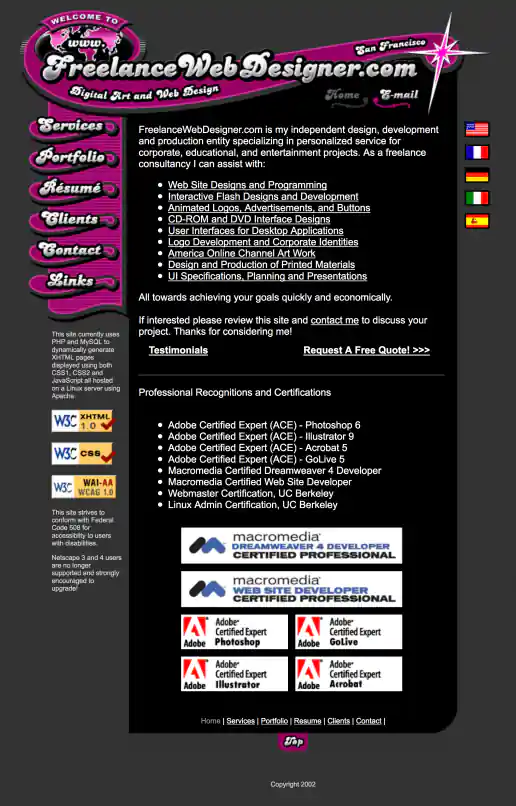 FreelanceWebDesigner.com Website Design