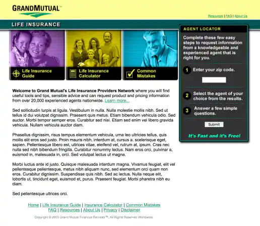 GrandMutual Life Insurance Landing Page