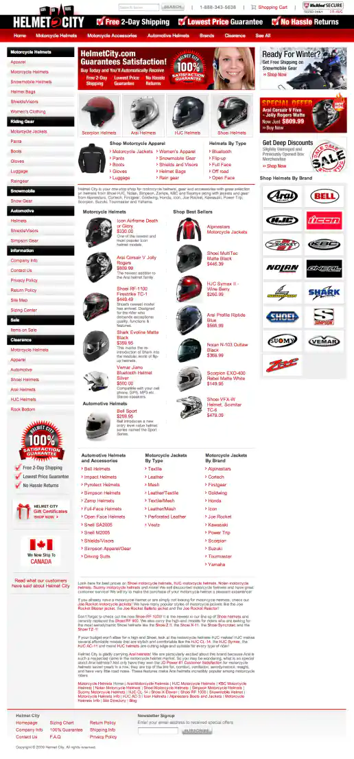 Helmet City eCommerce Website Design