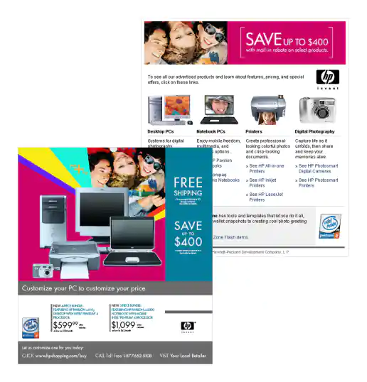 HPShopping.com Visual Design Coordination Between Sunday FSI Inserts and Store Website Landing Page project image