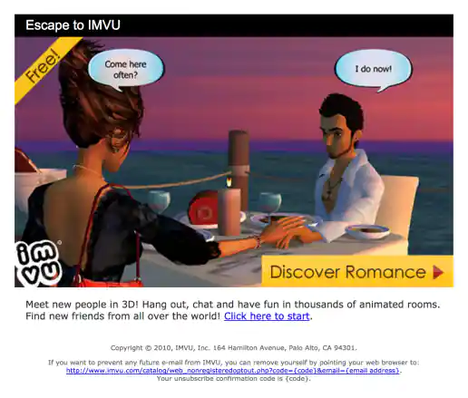 “Escape TO IMVU” Email Design project image