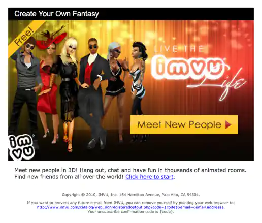 “Live The IMVU Life” Email Design project image