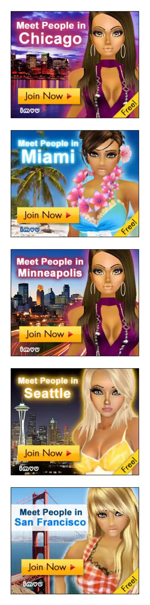 IMVU Geo-targeted U.S Cityscape Banner Ads project image