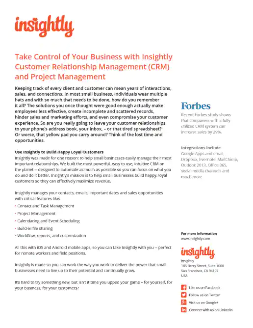 Insightly “Take Control of Your Business” White Paper project image