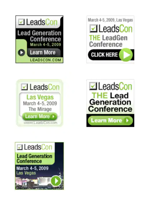 LeadsCon Lead Generation Conference 125×125 Animated Gif Ads – Five Versions project image