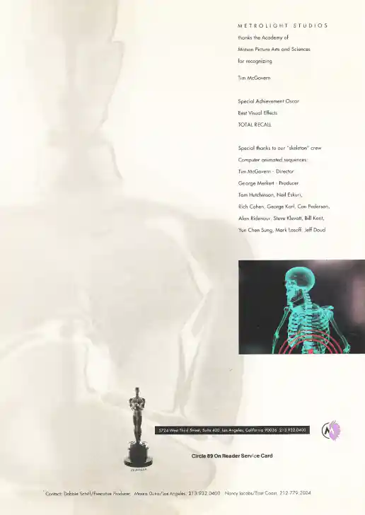 Marilyn Frandsen Design, Metrolight Studios “Total Recall” Magazine Ad project image