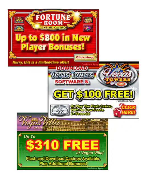 Online Gambling Casino Banner Ads – 3 Examples