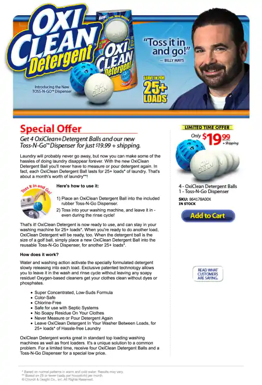 OxiClean Detergent Toss-N-Go Dispenser Campaign With Billy Mays