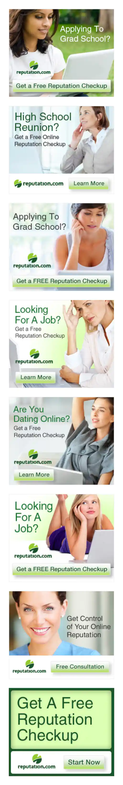 Reputation.com Free Checkup Positive Message Banners