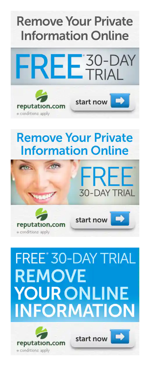 Reputation.com MyPrivacy 30-Day Free Trial Banners