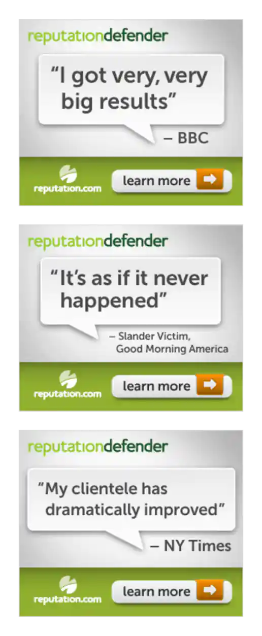 Reputation.com ReputationDefender Press Testimonial Banners